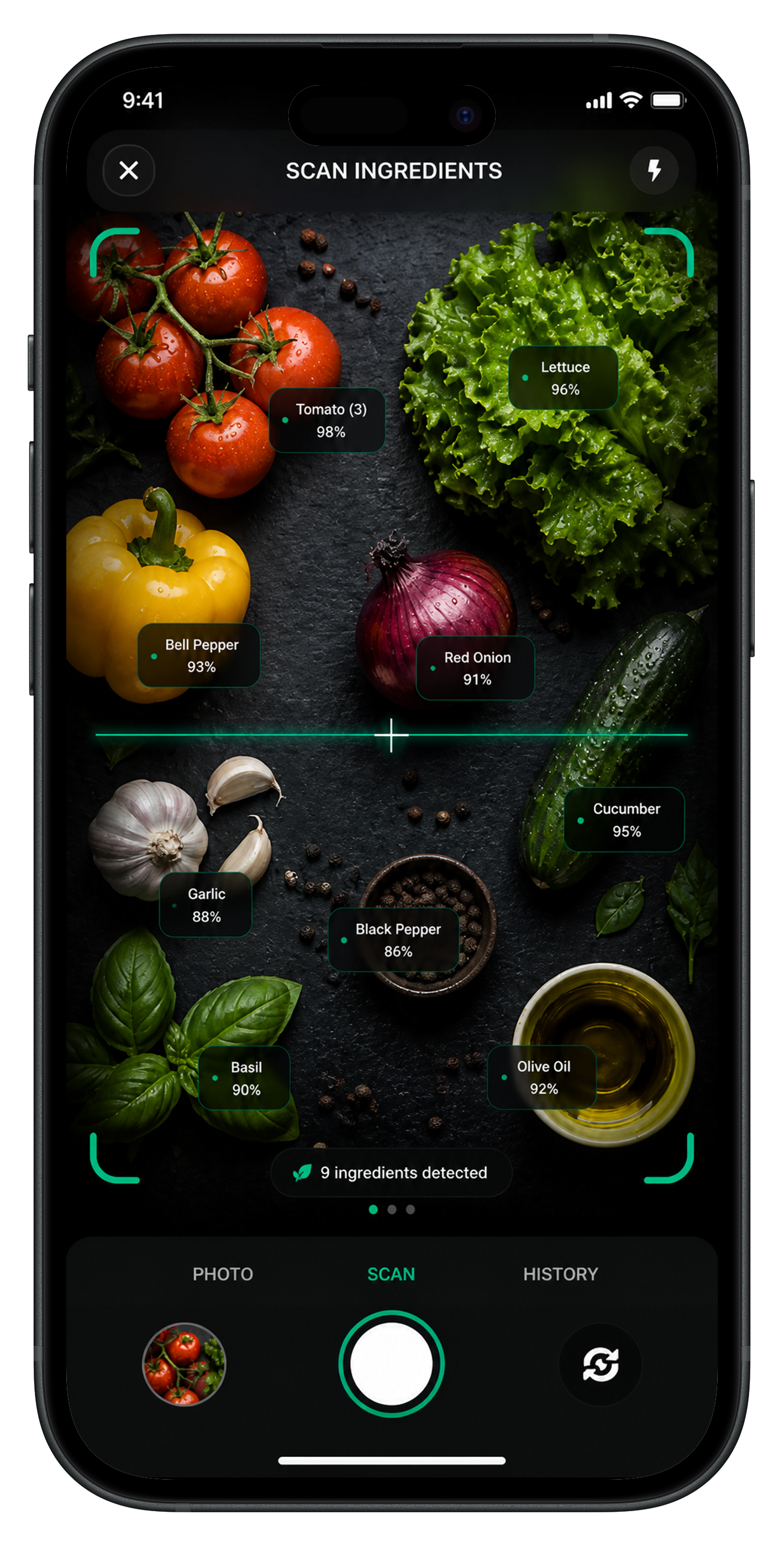 Scan your fridge with one tap.