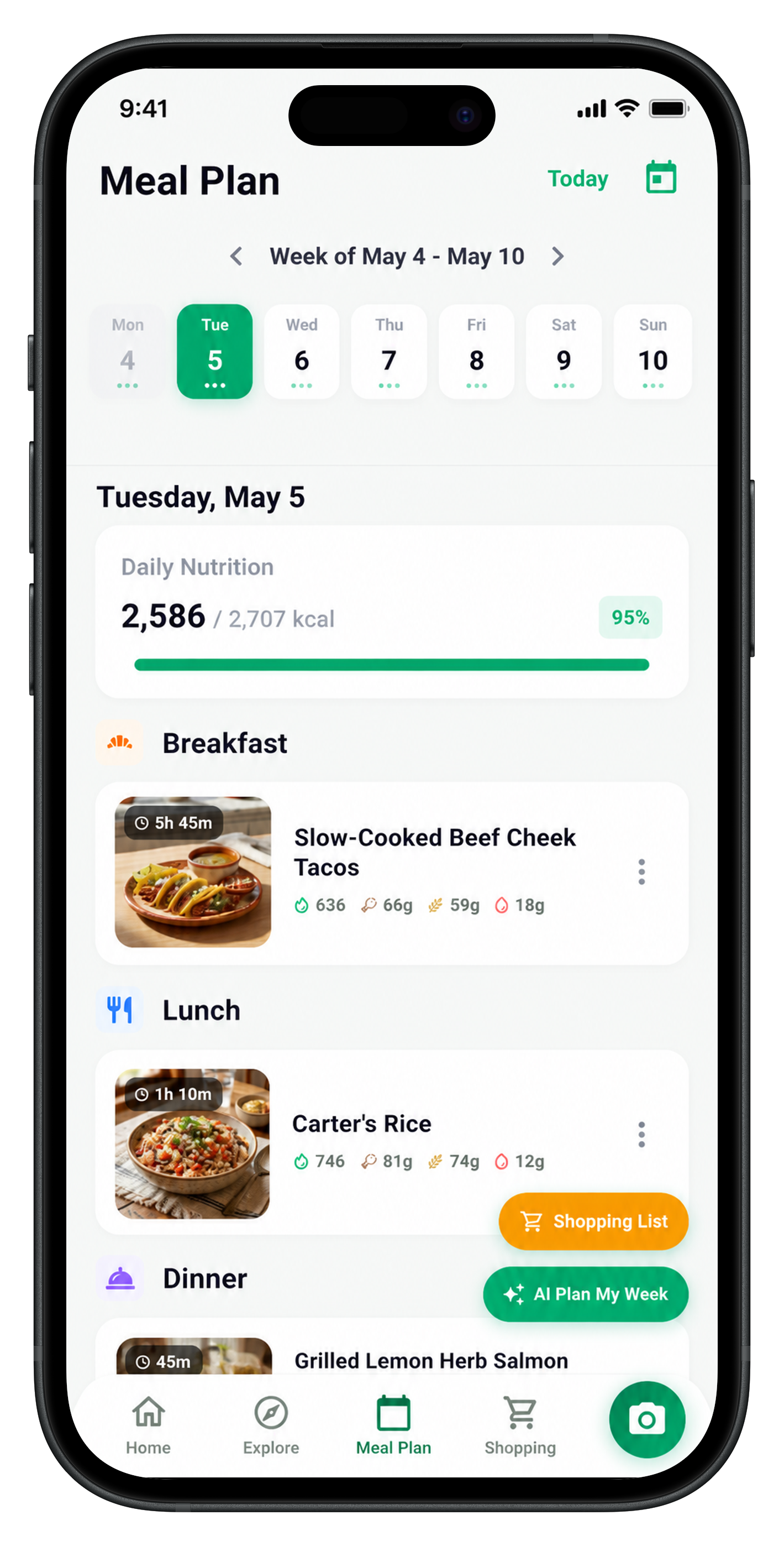 A full week planned in seconds.